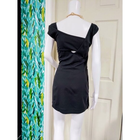 NWT IRO Womens Asymmetrical Strappy Bodycon Jersey Dress Black Size 0/XS - Picture 6 of 12